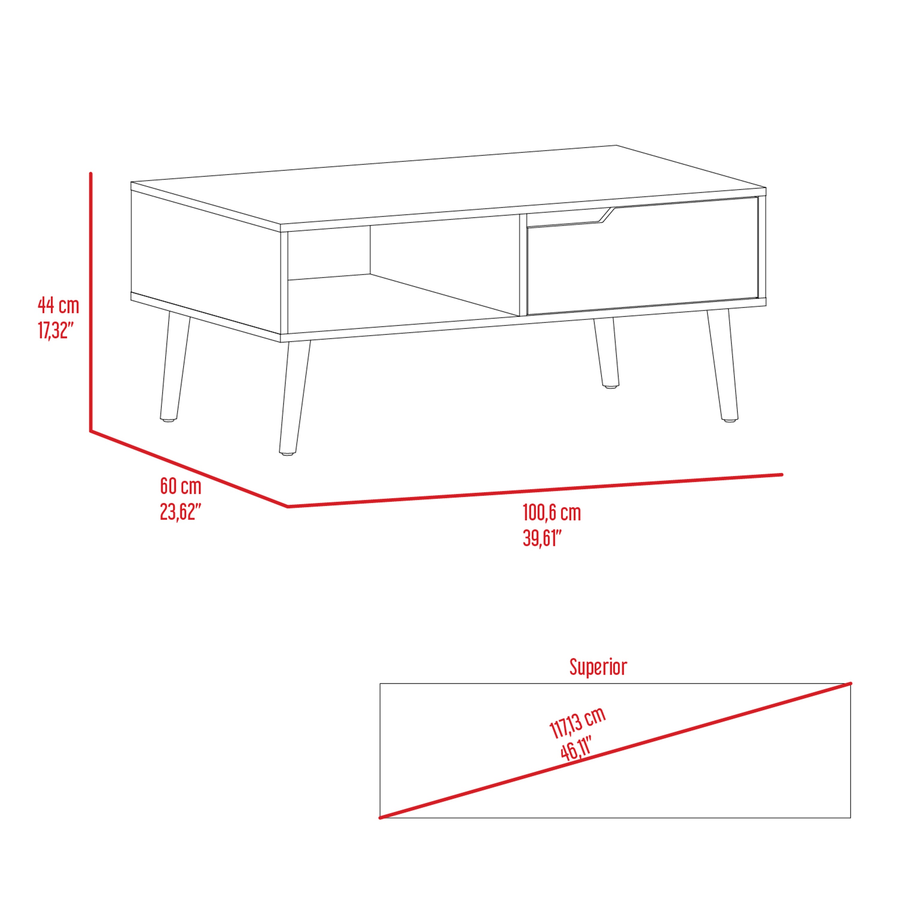 Table basse Bull, salon, noyer foncé