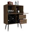 Bar Octupos, One Cabinet, Two Drawers - Mahogany / Black