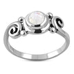 Rainbow Moonstone Spiral Silver Ring