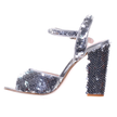 Sequin Open Toe High Heel Sandal (Silver)