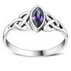 Silver Celtic Ring Set W/ Amethyst Stone