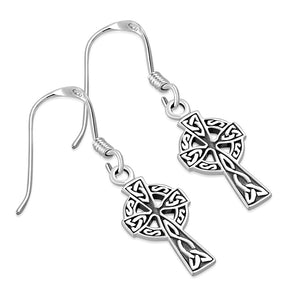 Boucles d'oreilles en argent sterling avec croix celtique