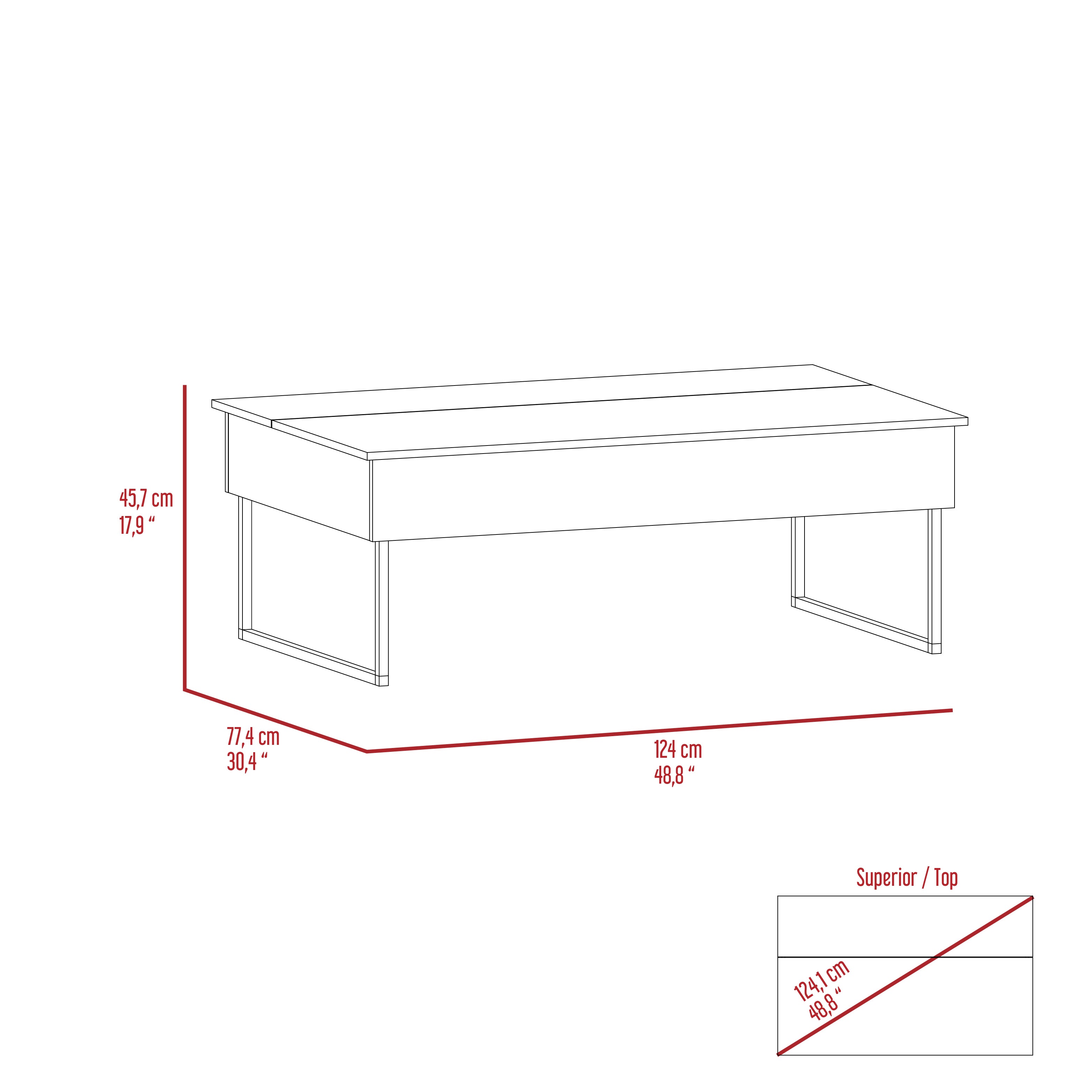 Table basse relevable Wuzz, deux pieds, deux étagères - Espresso / Noir