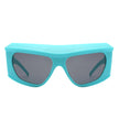 Thalia - Square Chunky Wrap Around Tinted Oversize Fashion Sunglasses