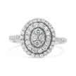 Bague en grappe de diamants ronds en argent sterling .925 de 1,0 carat au total