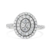 Bague en grappe de diamants ronds en argent sterling .925 de 1,0 carat au total