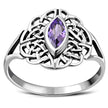 Celtic Knot Amethyst Stone Silver Ring