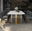 Stainless Steel Square Marble Dining Table