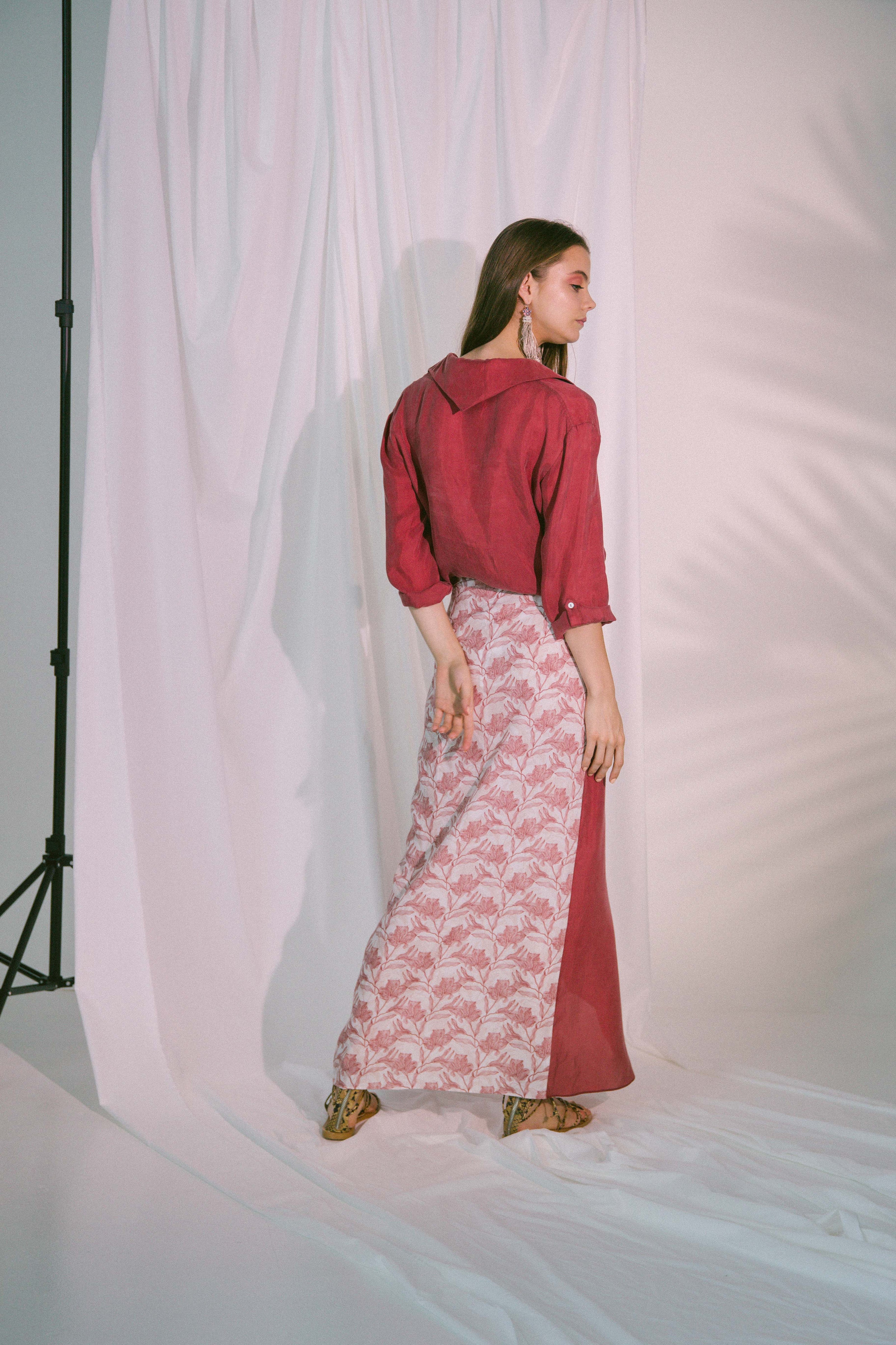 Virtue Wrap Skirt in Claret