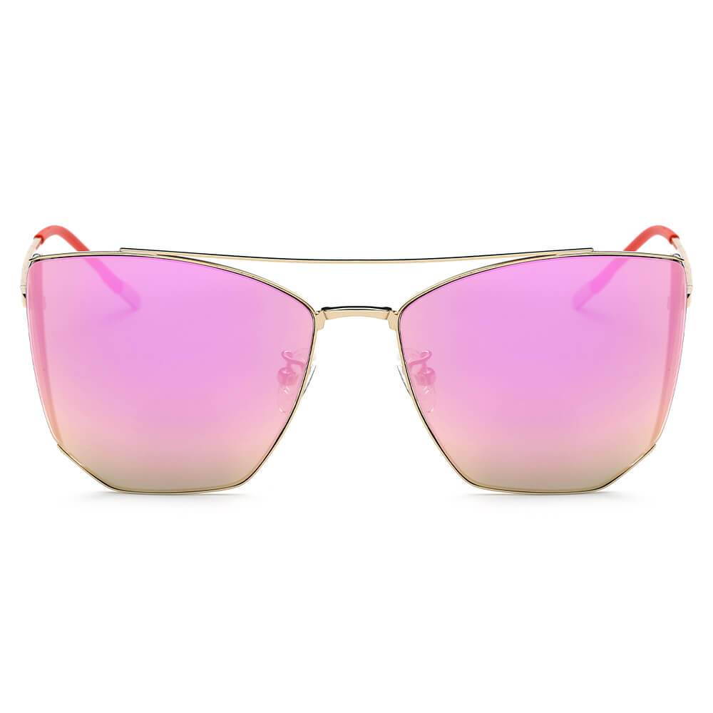 DORSET - Oversize Polygon Mirrored Lens Cat Eye Sunglasses