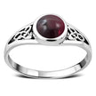 Garnet Stone Trinity Knot Silver Ring