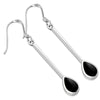 Black Onyx Drop Long Silver Earrings