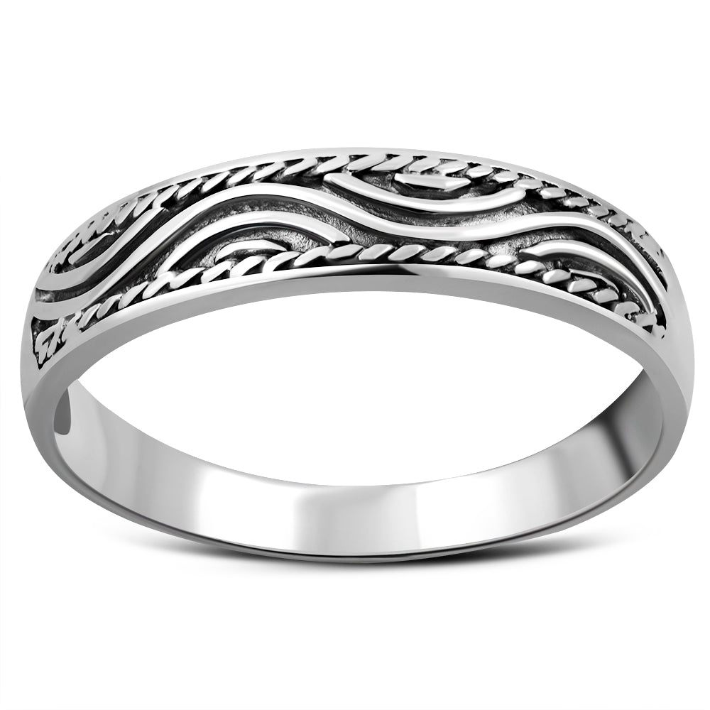 Bague en argent uni ligne ondulée