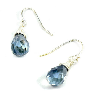 Boucles d'oreilles en cristal à facettes bleues