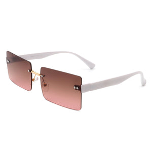 Jadesoul - Rectangle Retro Rimless Tinted Fashion Vintage Square Sunglasses