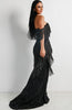 Black Fringe Evening Gown