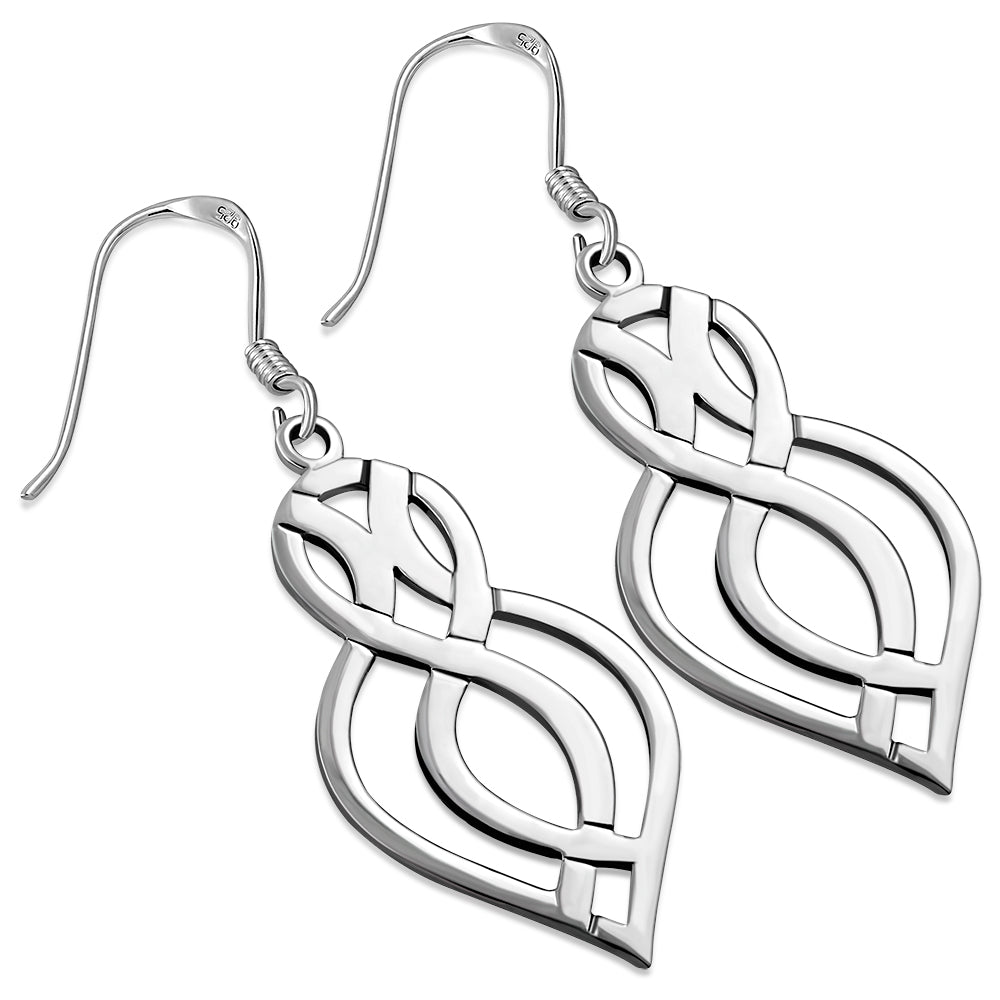 Boucles d'oreilles celtiques longues en argent sterling