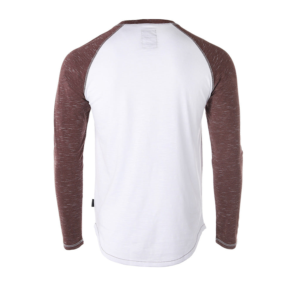 ZIMEGO Hommes Manches Longues Rayures Athlétiques Bras Contrasté Raglan Henley - ZGLS555