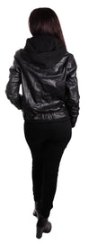 Hooded Bomber Womens Leather Jacket