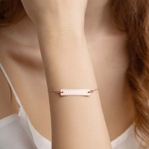 Bracelet chaîne à barre en argent gravé « Fashionista » - Personnalisez votre design