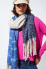 Chunky Scarf With Stripes in Blue