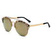 COROLLA | Half Frame Mirrored Lens Horned Rim Sunglasses Circle