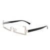 Kelestra - Retro Rectangular Narrow Semi Rimless Vintage Slim Fashion Sunglasses