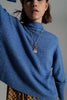 Blue Soft Ribbed Turtleneck Jumper