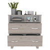 Double Drawer Dresser Arabi, Two Shelves - Light Gray / White