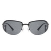 Oceandew - Retro Rimless Oval Tinted Fashion Round Sunglasses