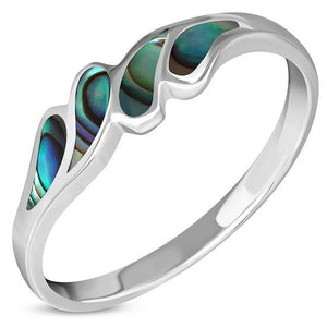 Abalone Sea Shell Silver Drops Ring