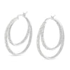 .925 Sterling Silver 1/2 Cttw Miracle-Set Diamond Double Hoop