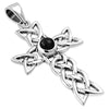 Pendentif en argent avec croix à nœud celtique en onyx noir