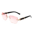 Hailstorm - Rectangle Retro Rimless Tinted Frameless Fashion Square Sunglasses