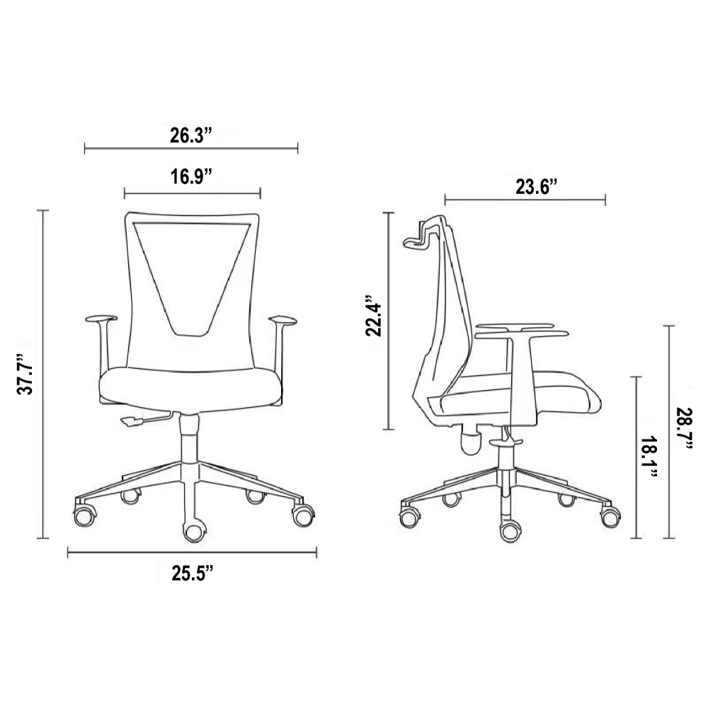 Chaise de Bureau Armin, Bureau, Noir / Fumée