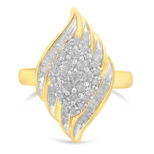 Bague cocktail en or jaune 10 carats et diamants