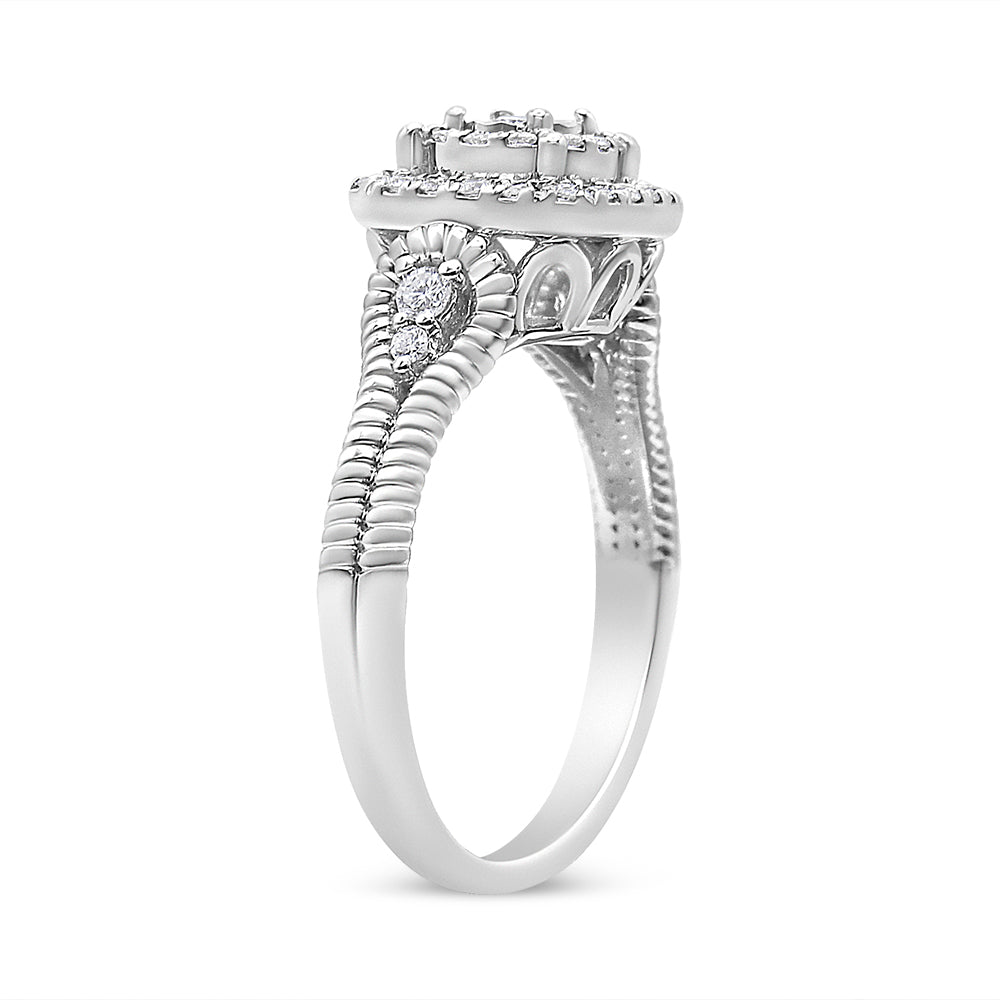 Bague de cocktail en argent sterling 925 avec diamants ronds sertis Miracle 1/3 carat