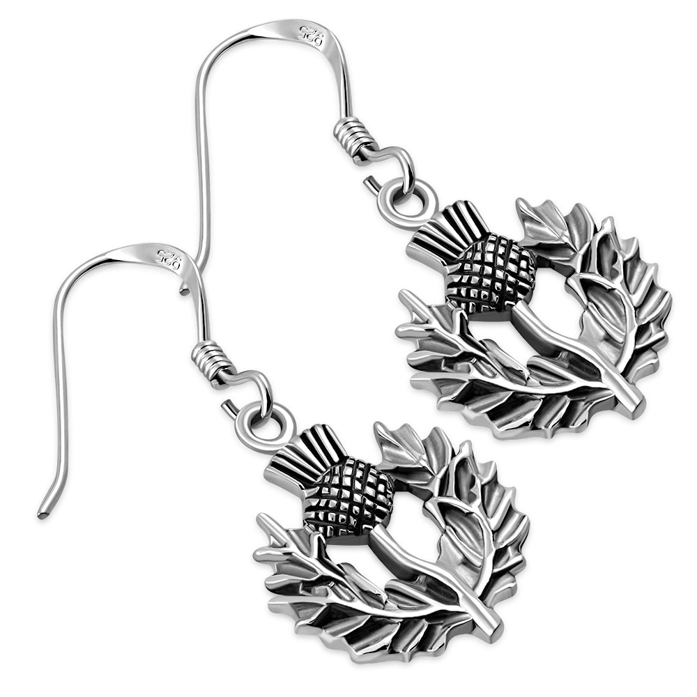 Boucles d'oreilles en argent écossais chardon