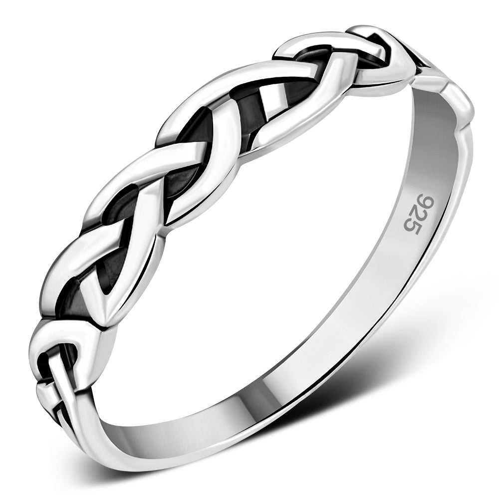 Bague en argent sterling avec nœud celtique uni