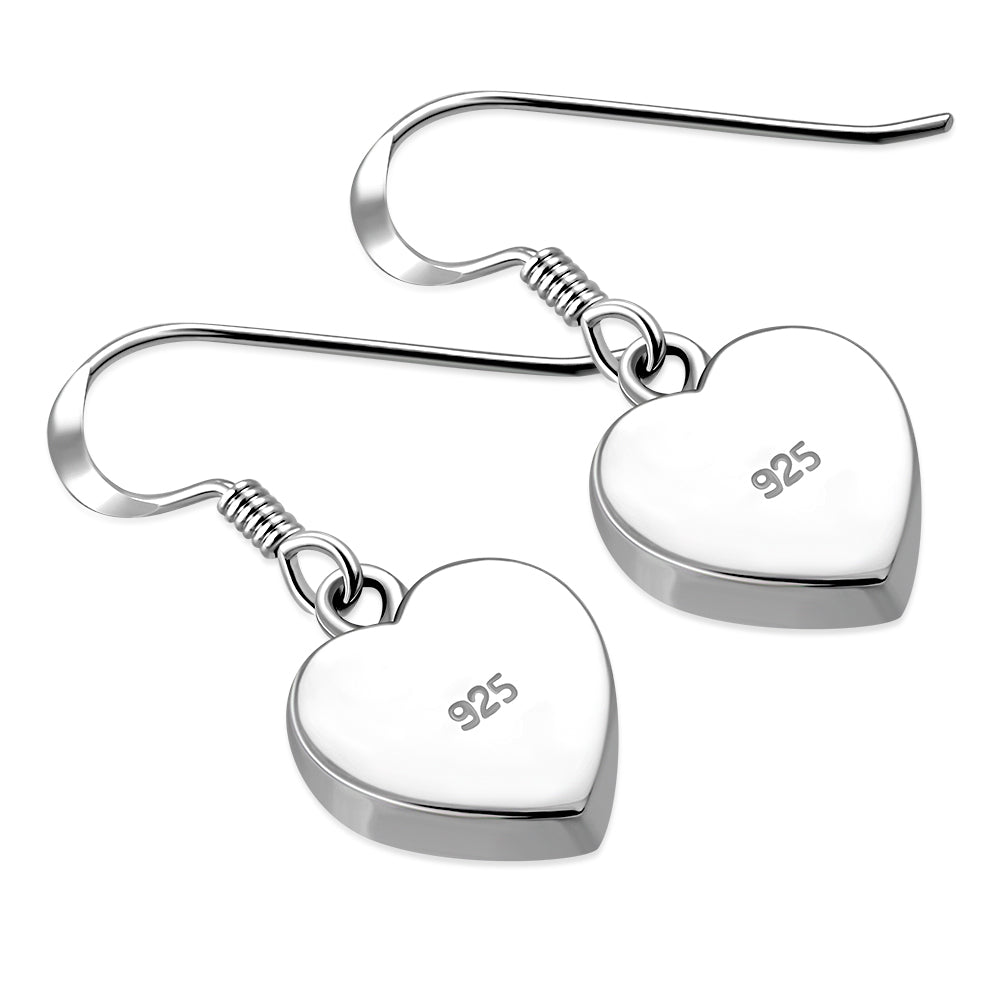 Abalone Shell Heart Silver Earrings