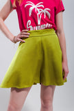 Short en satin taille haute en vert lime