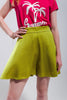 Short en satin taille haute en vert lime