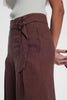 Pantalon large taille haute avec ceinture en marron