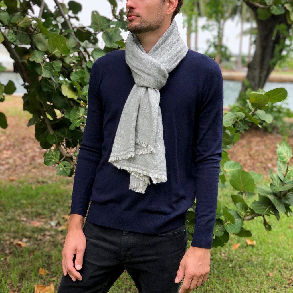 Gray Handloom Cashmere Scarf