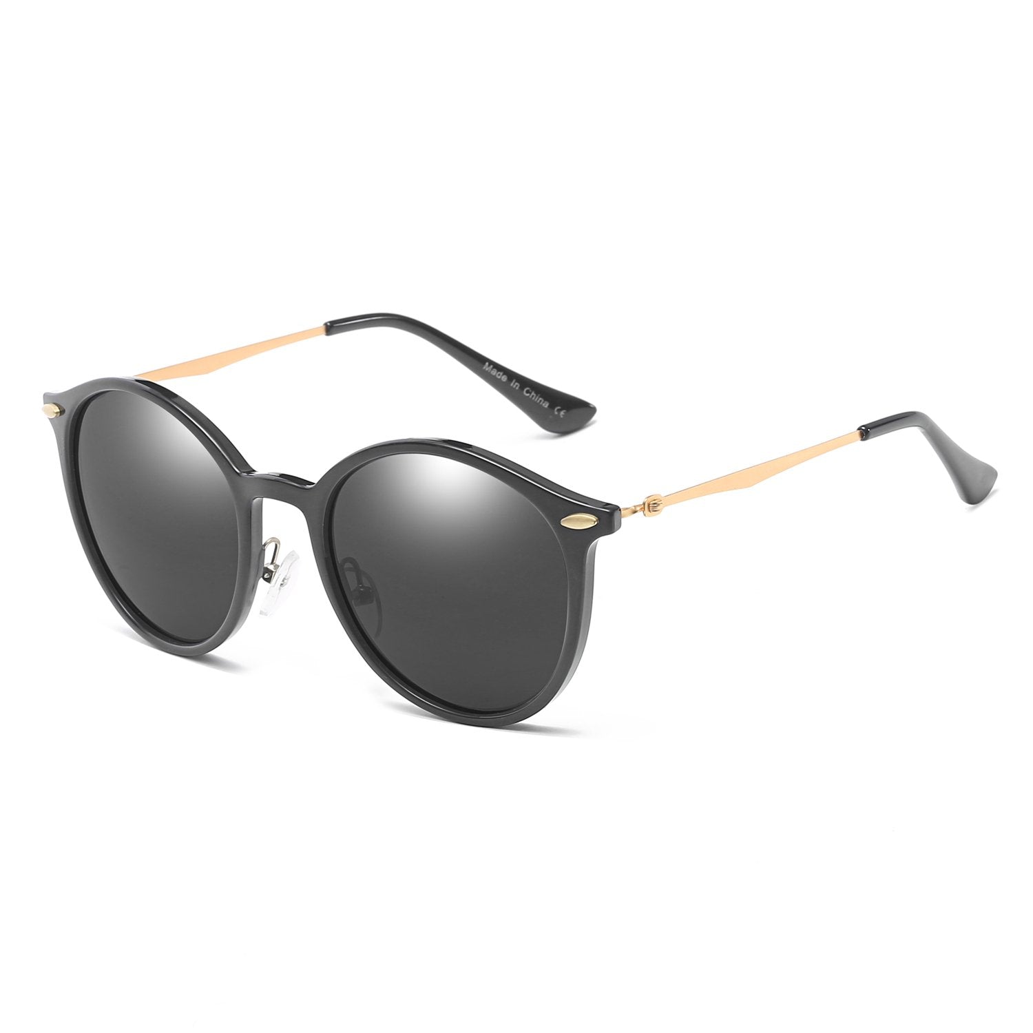 DEWITT | Retro Horn Rimmed Keyhole Bridge Round Sunglasses Circle