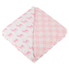 Pink Deer and Primrose Pink Plaid Cotton Muslin Newcastle Blanket