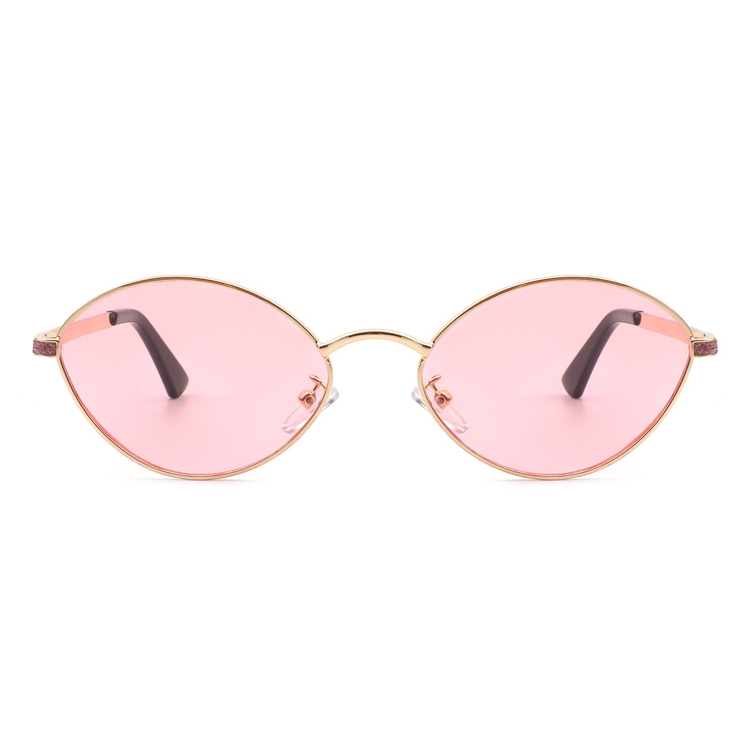 Ufril - Oval Retro Geometric Round Glitter Fashion Sunglasses