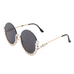 Gloriana - Women Circle Half Frame Oversize Rhinestone Fashion Round Sunglasses