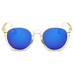 FINDLAY | Women's Retro Mirrored Lens Horned Rim Round Sunglasses