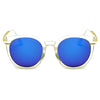 FINDLAY | Women's Retro Mirrored Lens Horned Rim Round Sunglasses